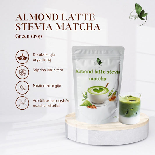 Matcha latte su migdolais ir stevia